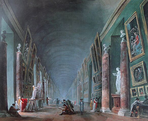 1801年以降のルーヴル美術館の大ギャラリー　1805年頃　ユベール・ロベール　ルーヴル美術館蔵